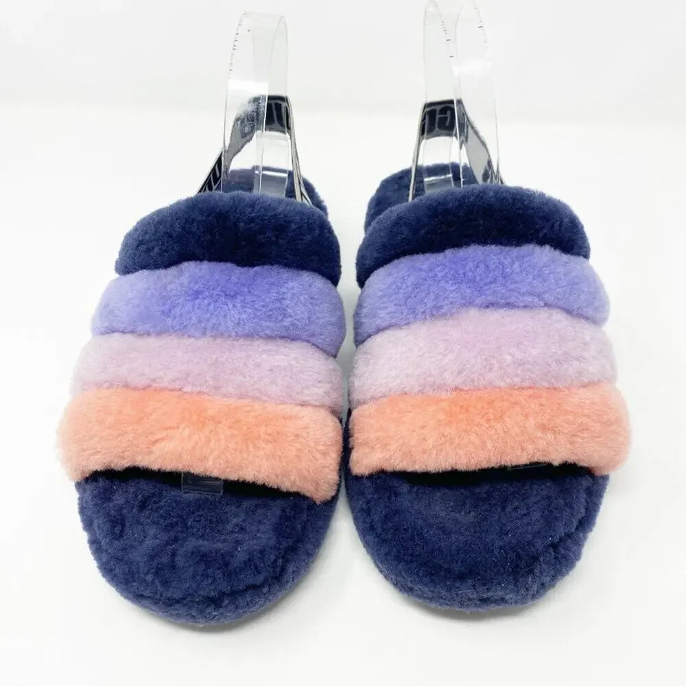Ugg Purple Shearling Fluff Yeah Slide Sandal Women's Size 7 EUC